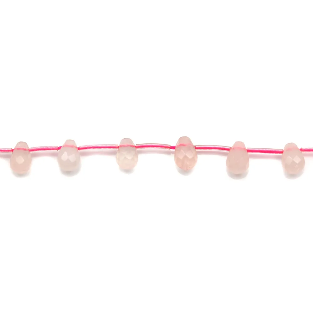 Quartz rose goutte facette 6x8mm x 40 cm 