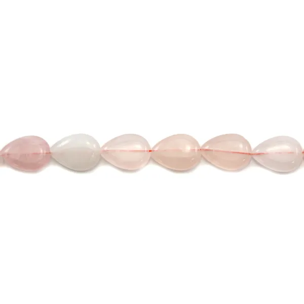 Quartz rose goutte plate 13x18mm x 40 cm 
