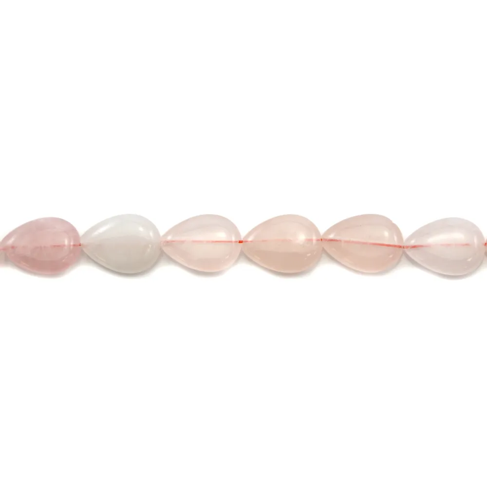 Quartz rose goutte plate 13x18mm x 40 cm 