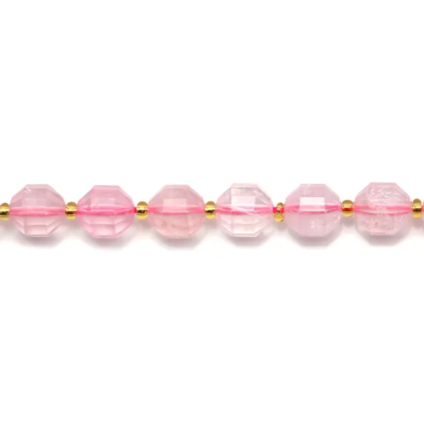 Pink quartz, faceted octogonal shape, 10mm x 39cm