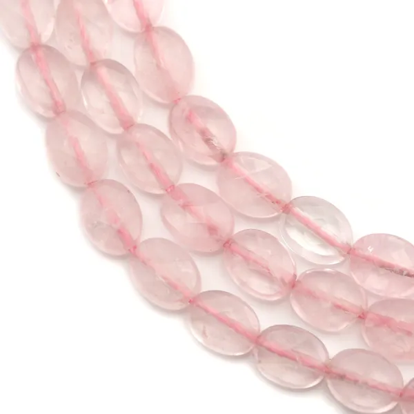 Quartz rose, de forme oval facette, 6x8mm x 39cm