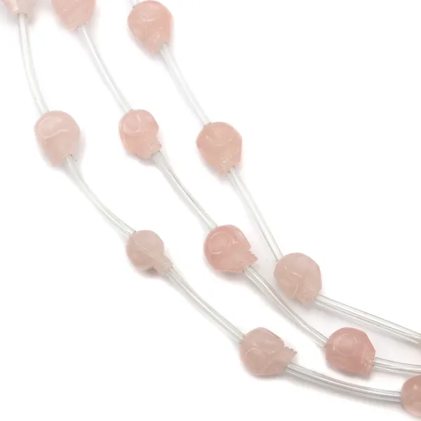 Quartzo rosa caveira 12mm x 40cm (10 peças)