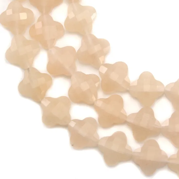 Aventurina, naranja, trébol facetado, 13mm x 40cm