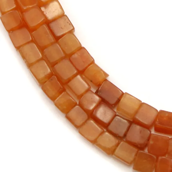 Aventurina, arancione, cubo, 4mm x 40cm