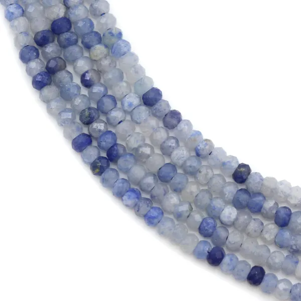 Avventurina, blu, tondo sfaccettato, 1,5x2,2 mm x 40 cm
