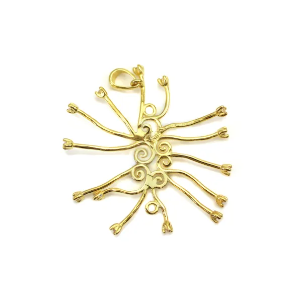 Pendentif en argent 925 doré à l'or fin & zirconium pour perle baroque x 1pc