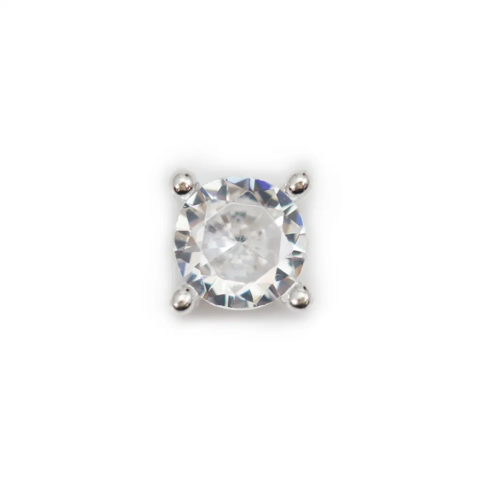 Intercalaire carré argent & zirconium 4mm x 1pc