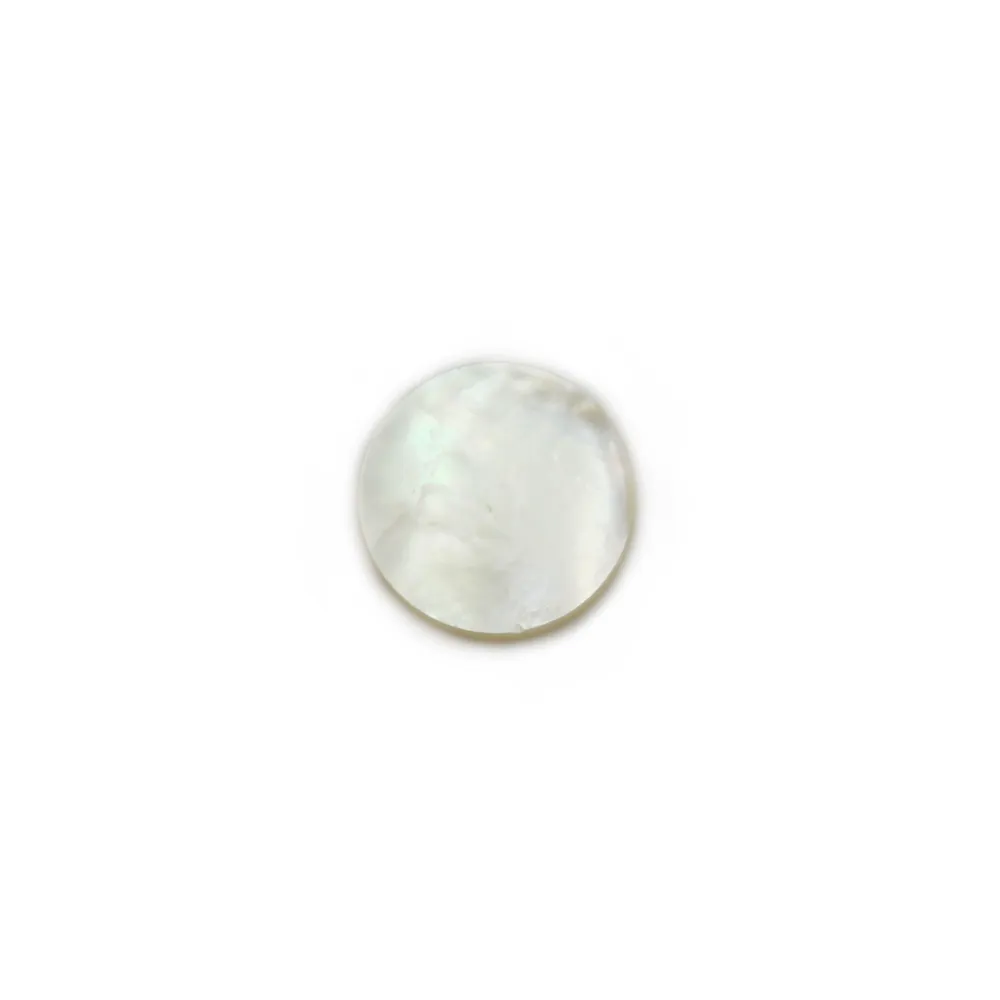 Cabochon Nacre Blanche rond plat 14mm x 1pc