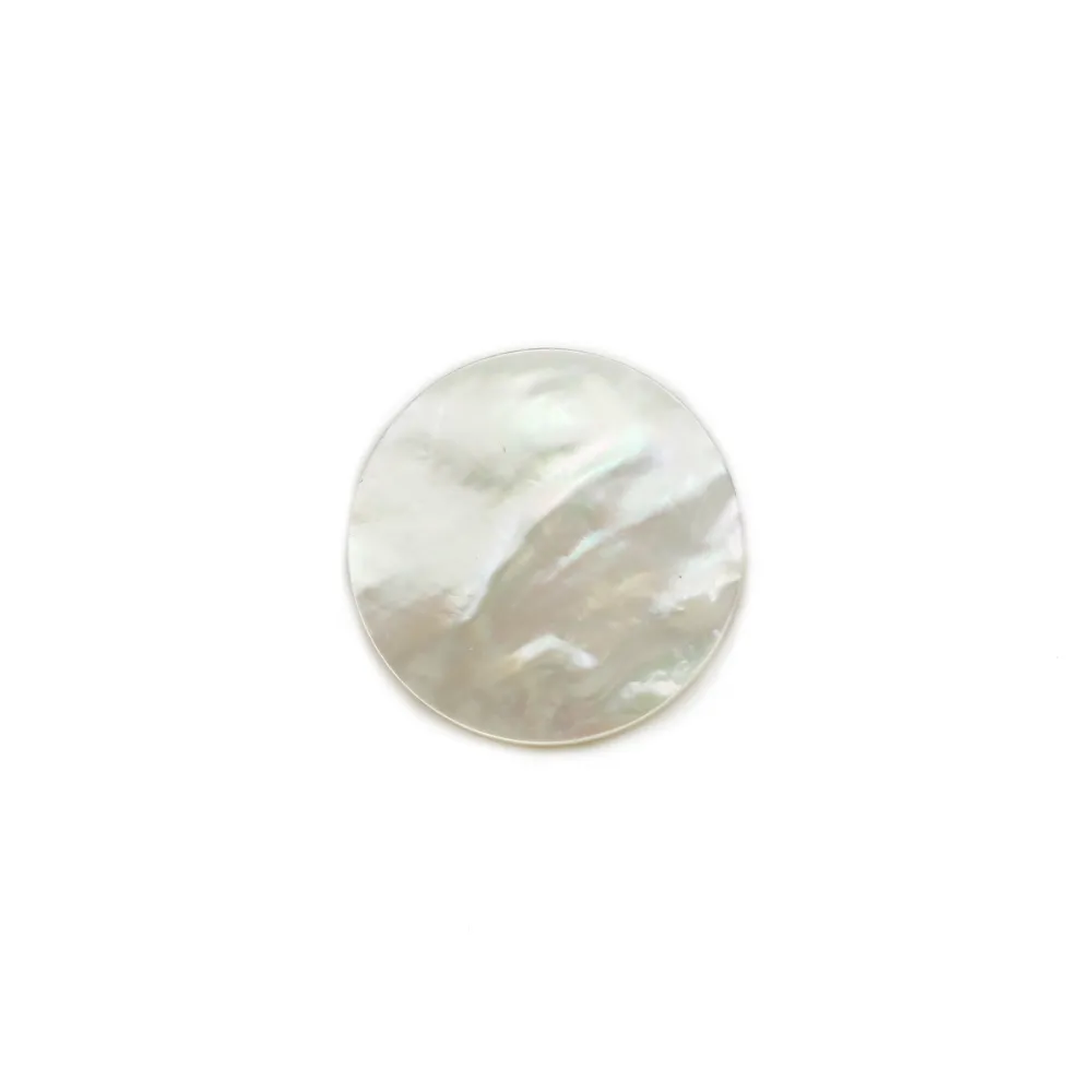 Cabochon Nacre Blanche rond plat 20mm x 1pc