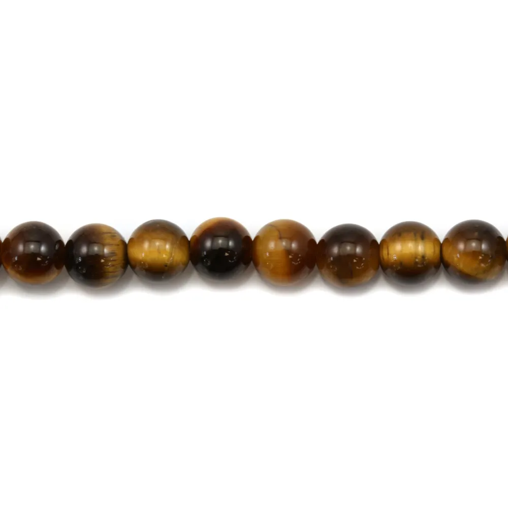 Collier En Pierres Naturelles Oeil De Tigre Perles Rondes - Sans Fermoir, élastique, 56-60 Cm - Neuf