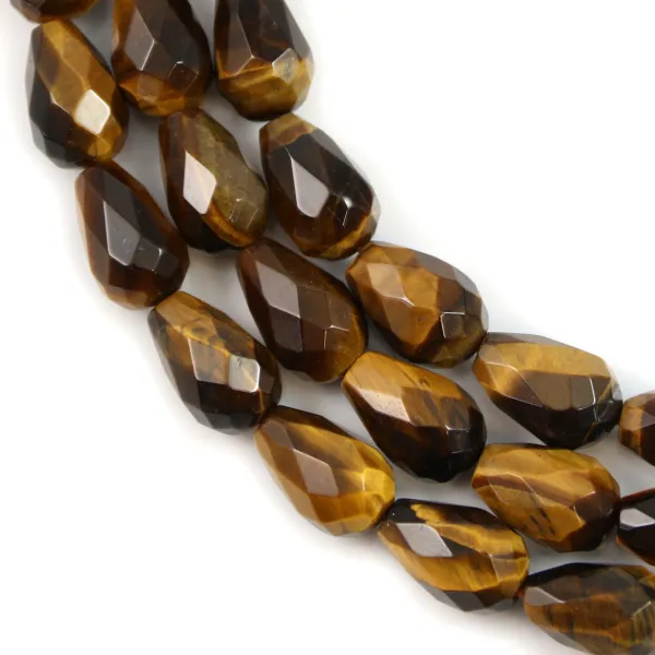 Œil de tigre ovale facetté 10x14mm x 40cm 
