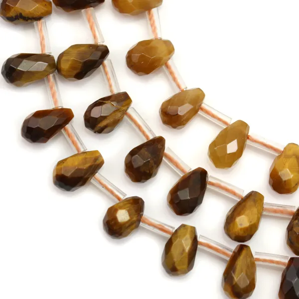 Gota de olho de tigre facetada 6x9mm x 40cm