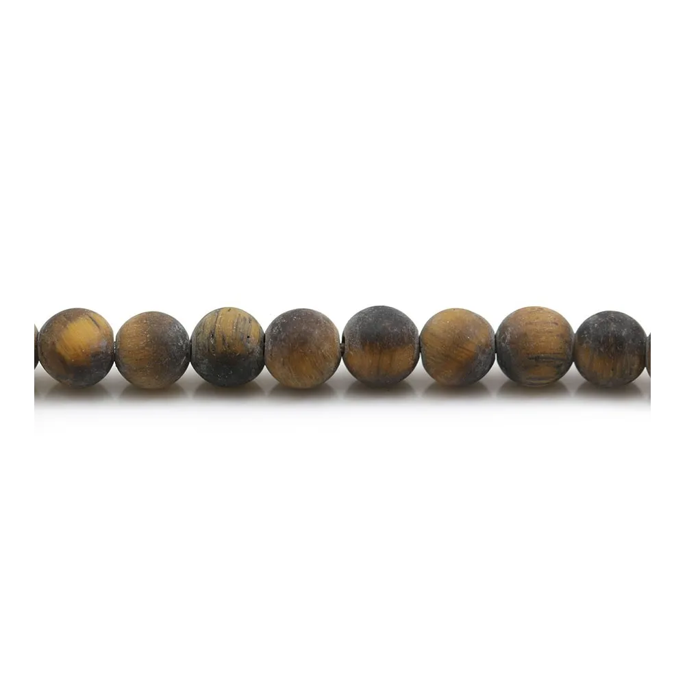 Œil de tigre matte de forme ronde 8mm x 38cm