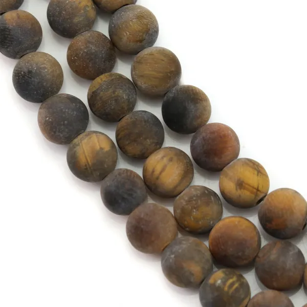 Œil de tigre matte de forme ronde 8mm x 38cm