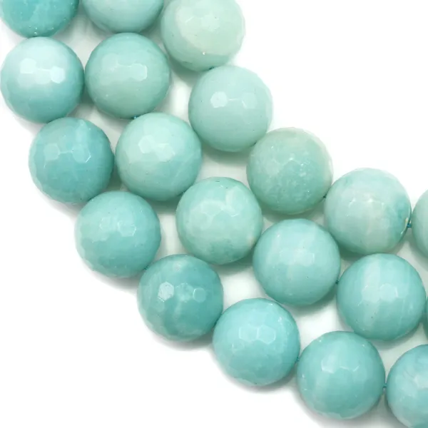 Amazonite, redondo facetado, 16mm x 40cm