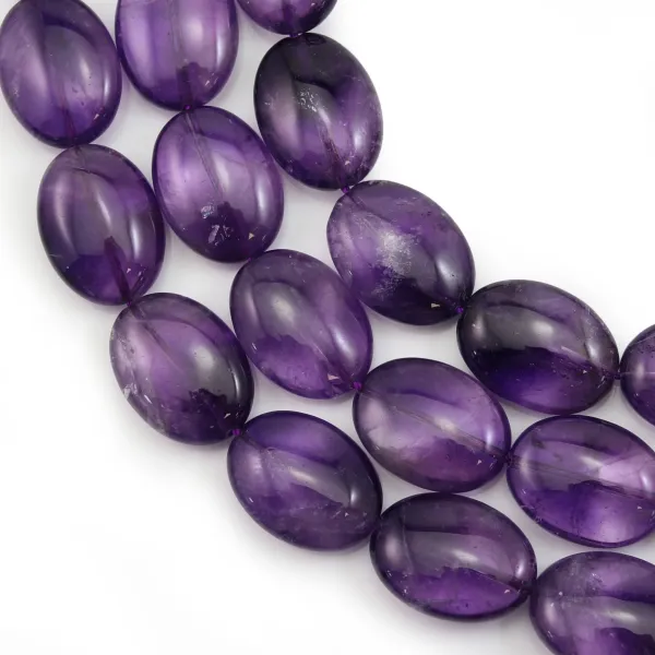 Amethyst, oval, 15x20mm x 40cm