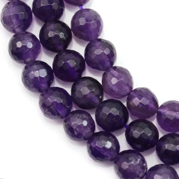 Amethyst, round faceted, 8mm x 39cm