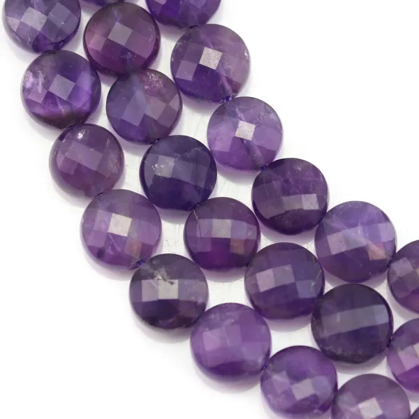 Amethyst, round flat faceted, 8mm x 40cm