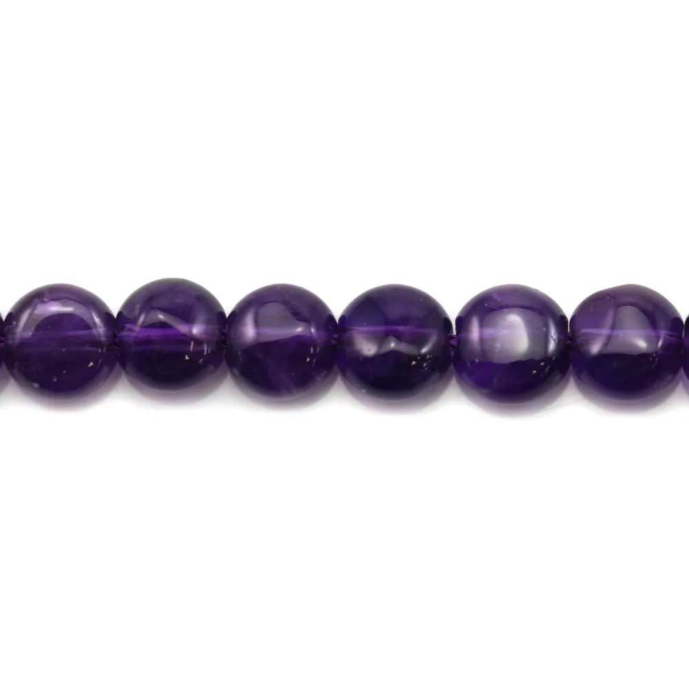 Améthyste ronde plate 8mm x 2pcs