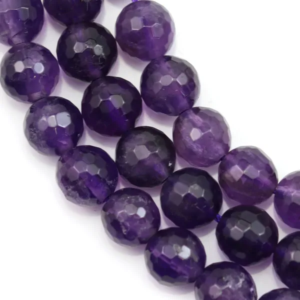 Amethyst, faceted round, 12mm, A+ x 40cm