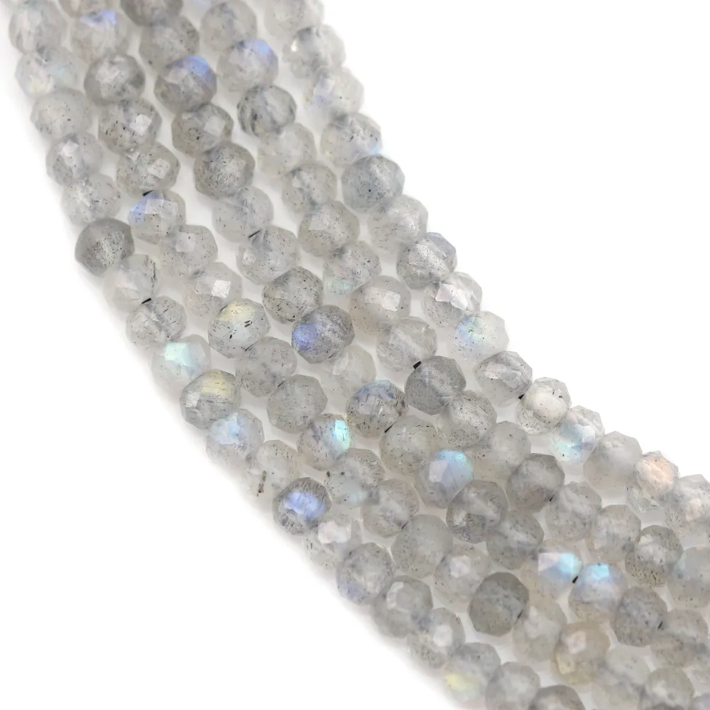Labradorite rondelle facettée sur fil 2x4mm x 40cm
