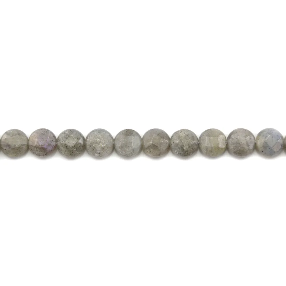 Labradorite ronde plate facette 8mm x 4pcs