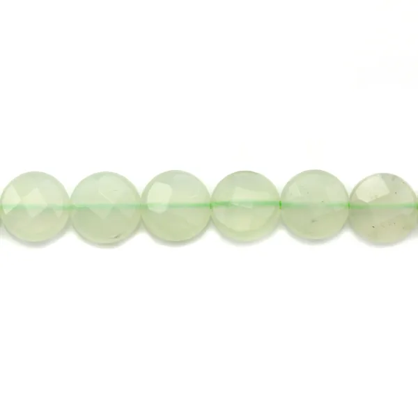 green jadeite faceted round flat 8mm x 8pcs