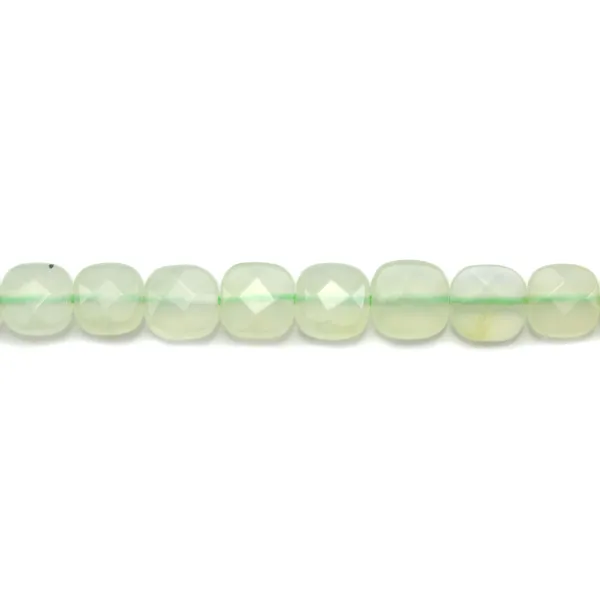 Tinted green jade faceted square 6mm x 40cm