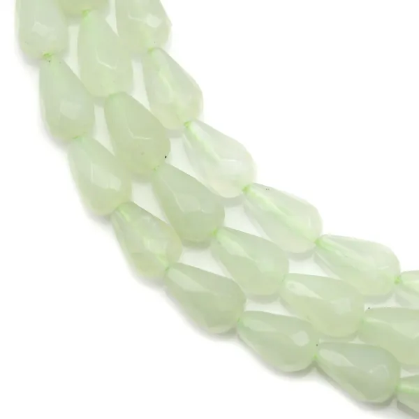 Jadeite jade faceted drop 5x8mm x 40cm