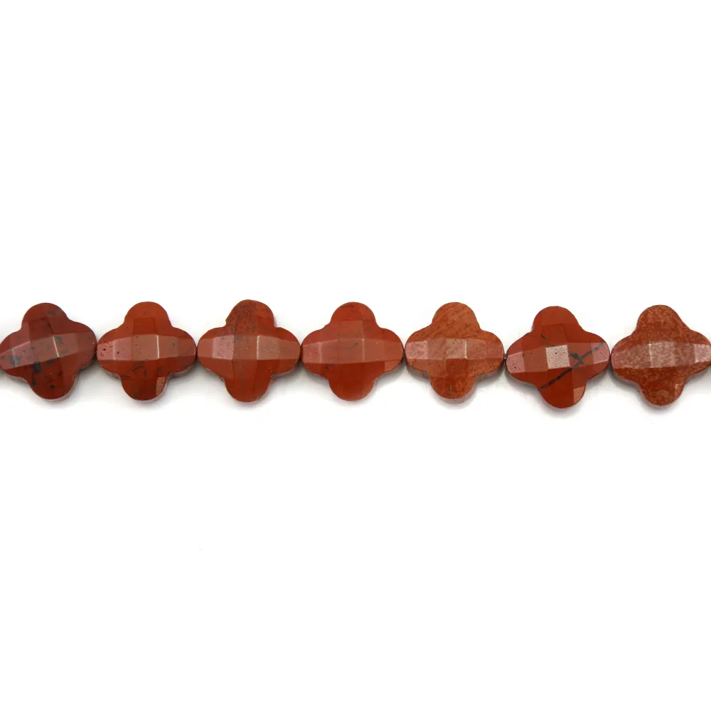 Jaspe rouge trèfle facette 13mm x 2pcs