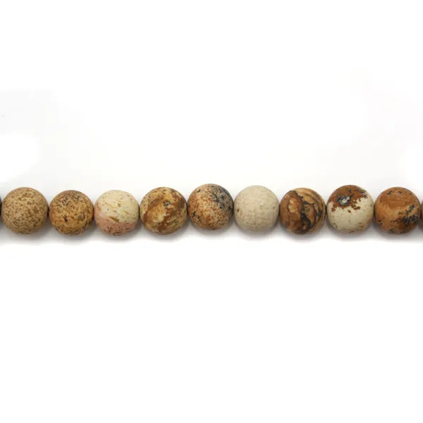 Jaspe paysage matte ronde 8mm x 10pcs