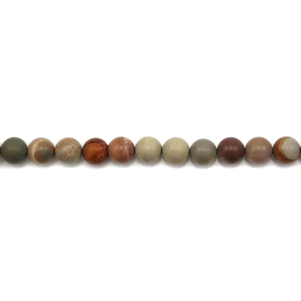 Polychrome jasper mat round 10mm x 5pcs 