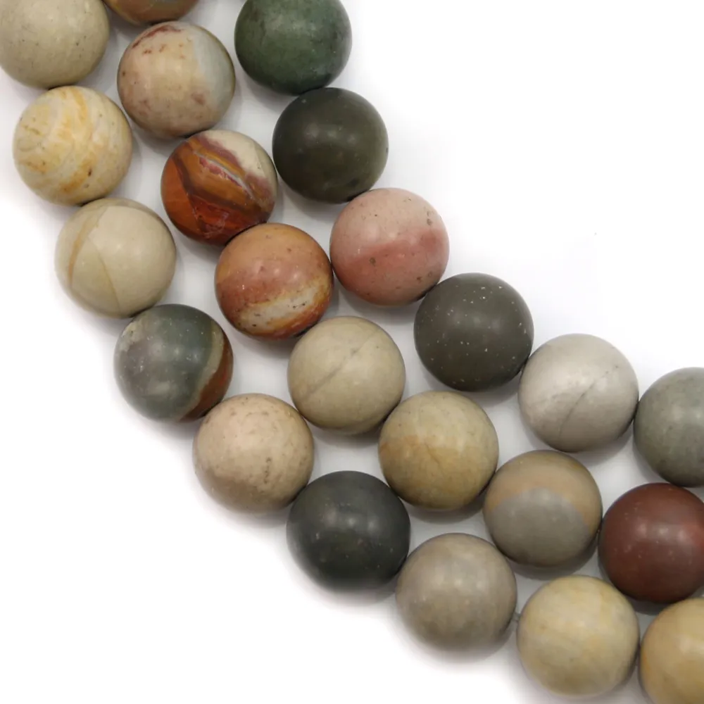 Polychrome jasper mat round 10mm x 40cm 
