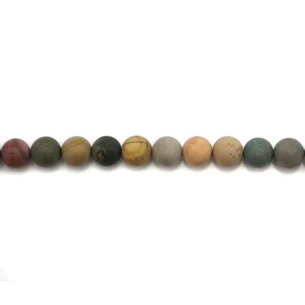 Jaspe polychrome matte ronde 6mm x 40cm