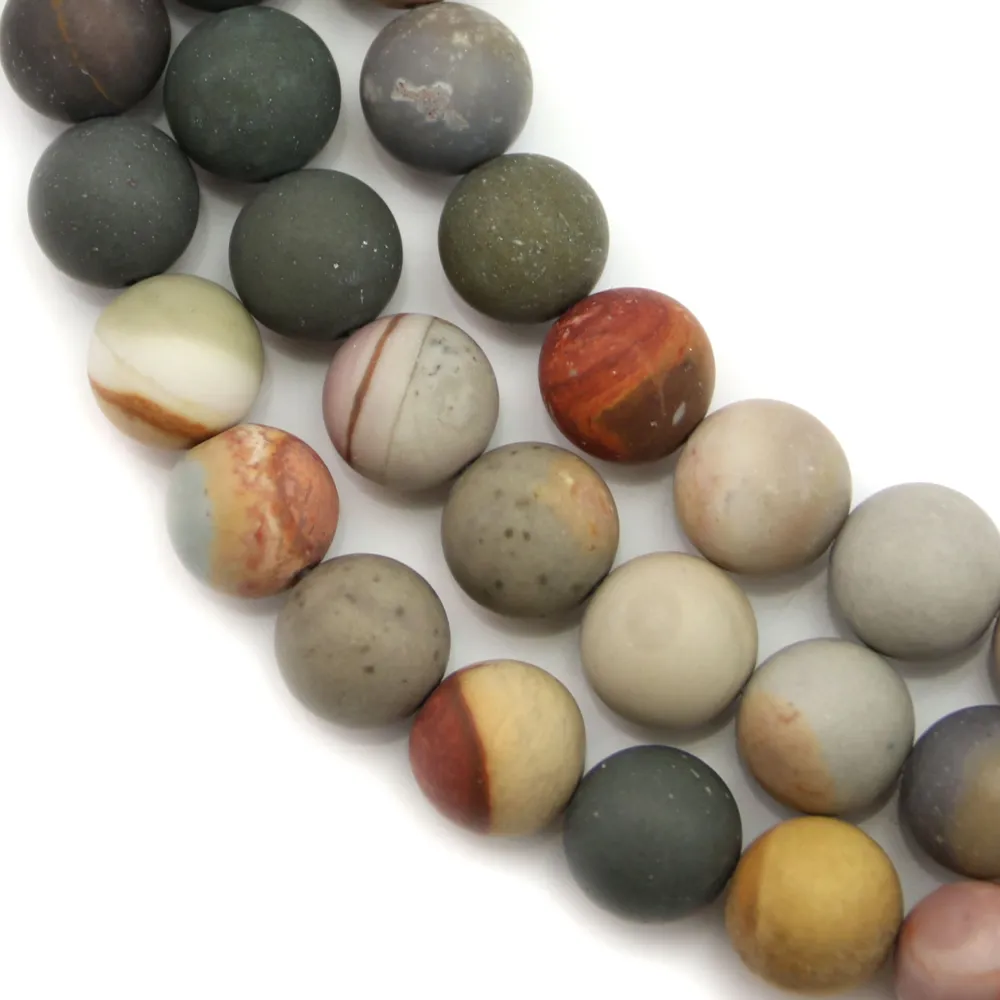 Jaspe polychrome matte ronde 6mm x 40cm