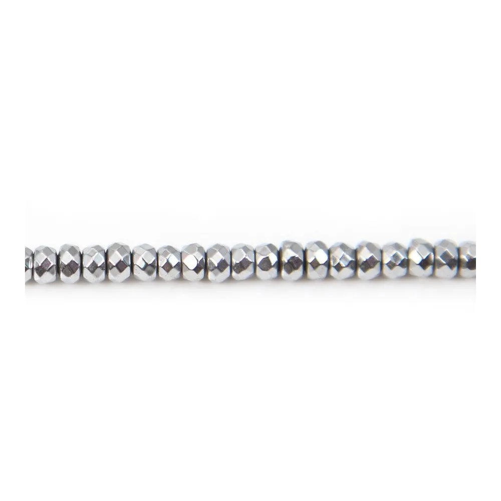 Hématite argenté rondelle facette 3x1.8mm x 40cm 
