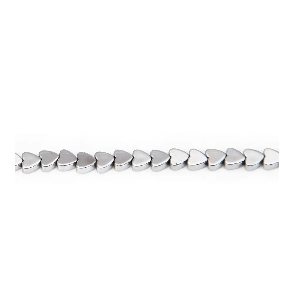 Hématite argneté coeur 4mm x 40cm 