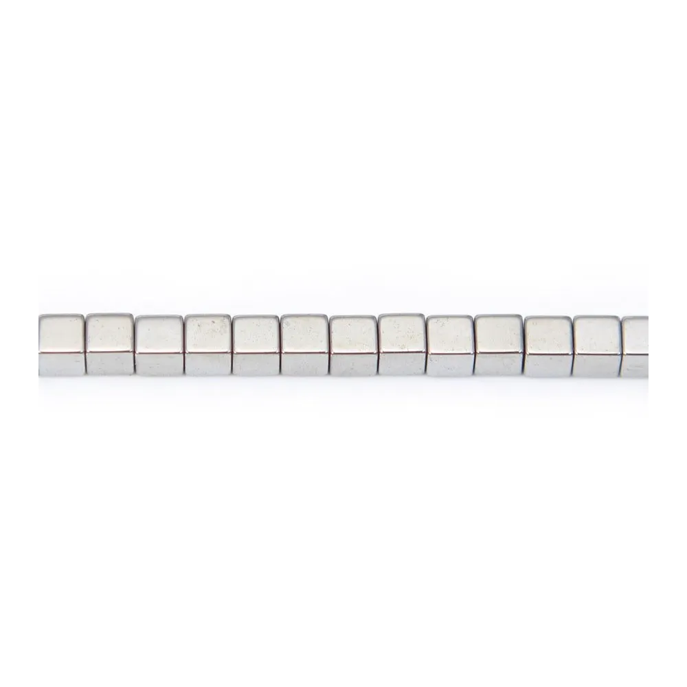 Hématite argenté cube carré 3mm x 40cm 
