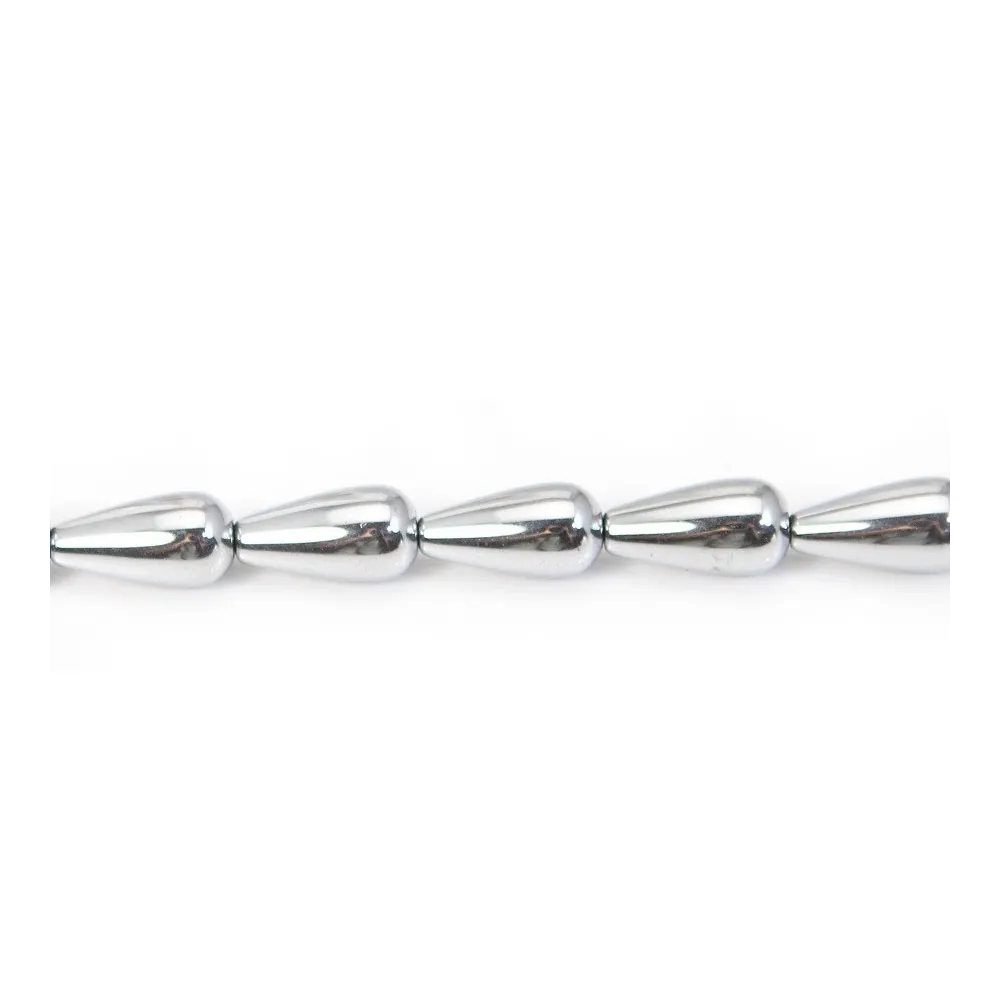 Hematite silver drop 8x16mm x 40cm 