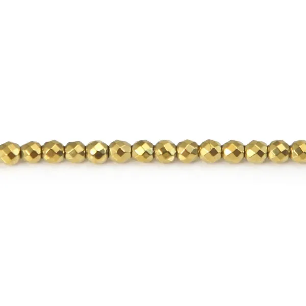 Hématite dorée ronde facette 3mm x 40cm