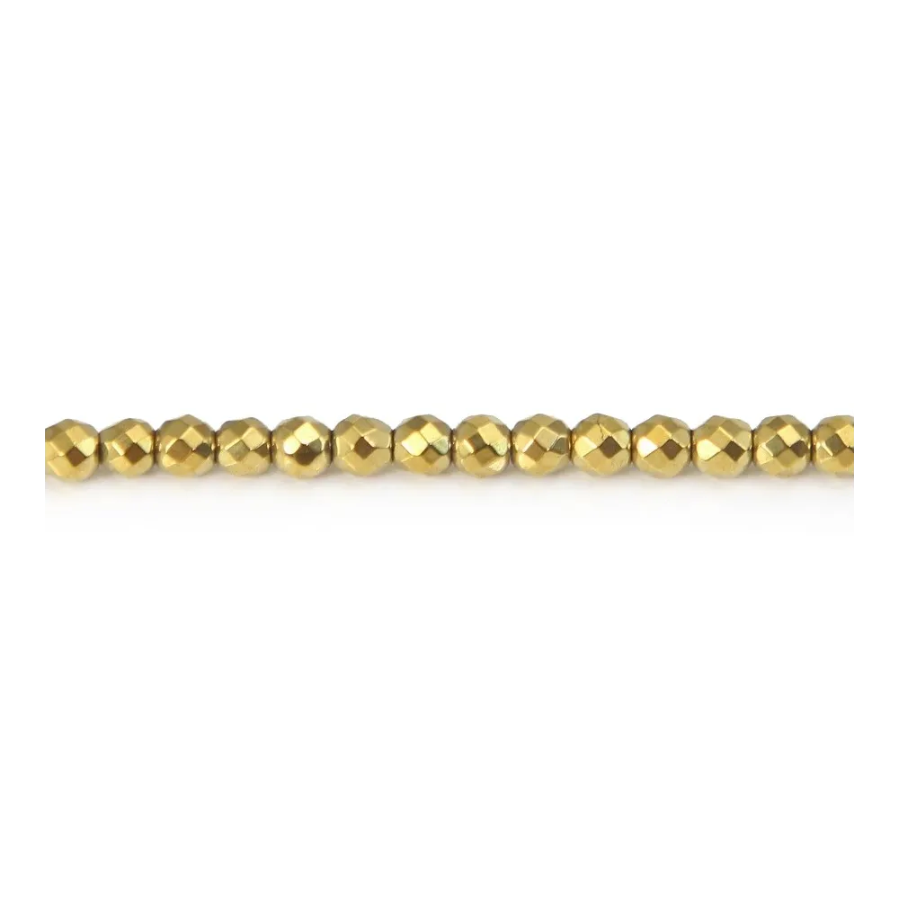 Hématite dorée ronde facette 3mm x 40cm