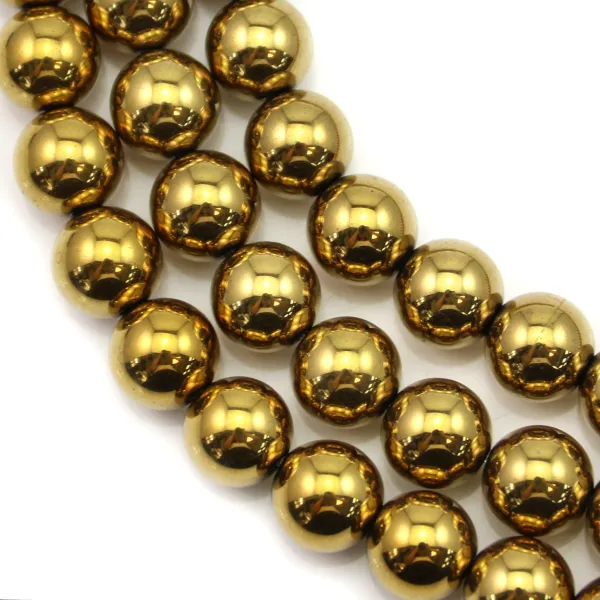 Hématite gold gilt round 8mm x40cm
