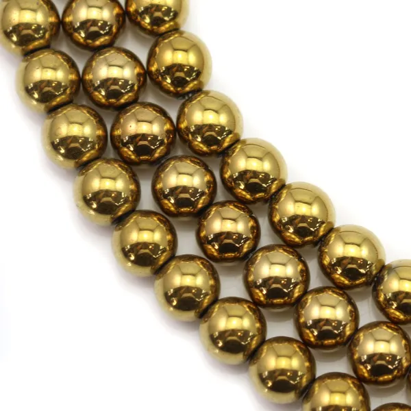 Hämatit vergoldet rund 6mm x 40cm