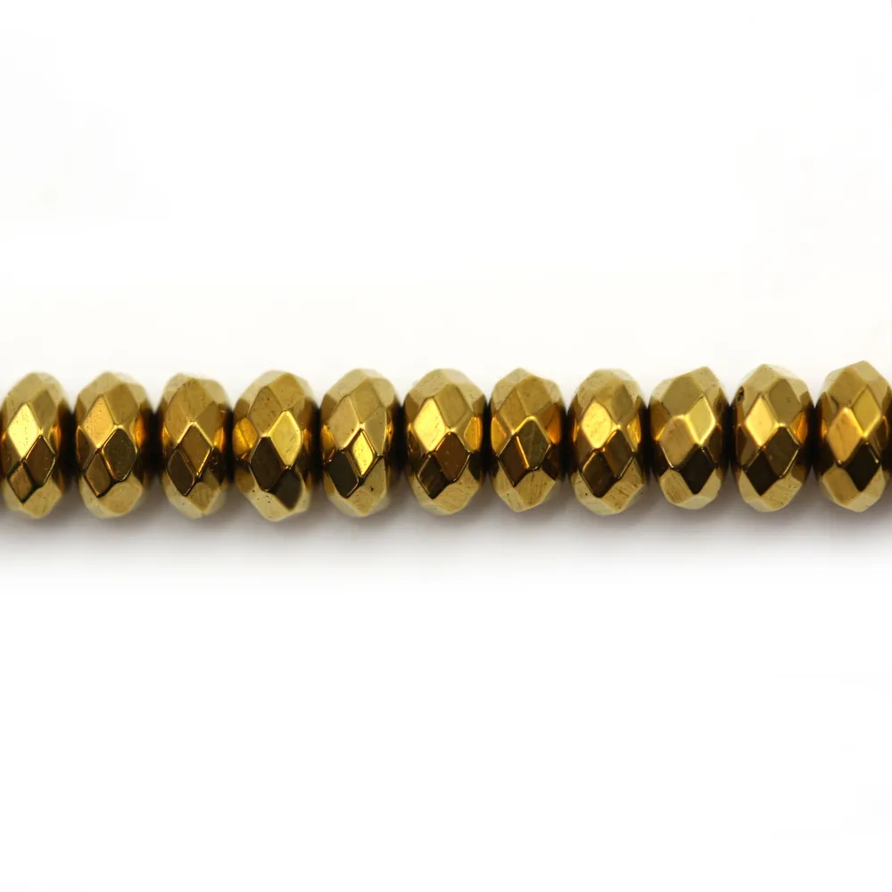 Hématite doré rondelle facette 2.6x4.3mm x 10pcs
