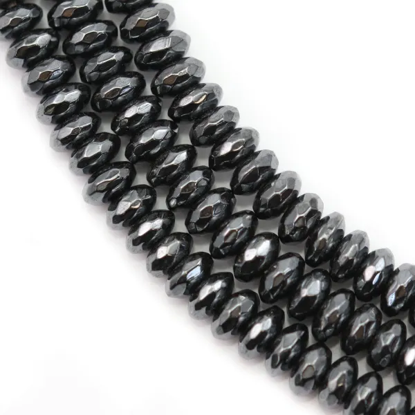 Hématite rondelle facettée sur fil 2x4mm x 40cm