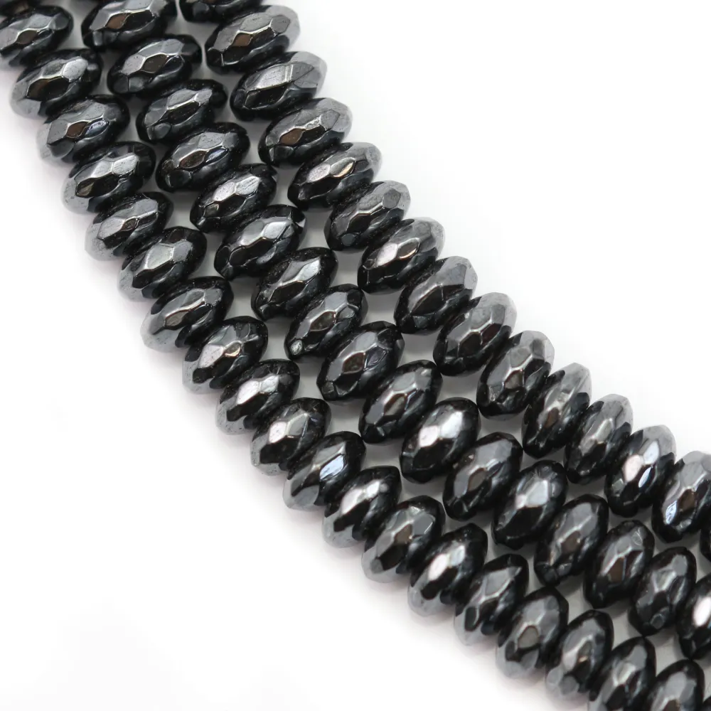 Hématite rondelle facettée sur fil 2x4mm x 40cm