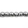 Hématite argenté ronde facette 6mm x 40cm