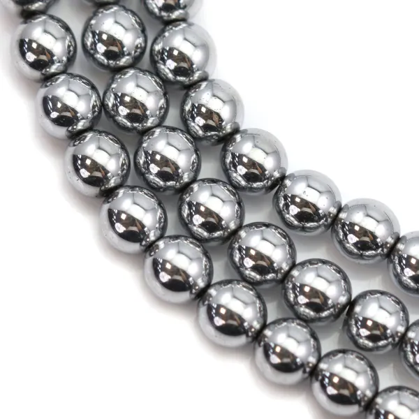 Hématite argenté ronde 6mm x 40cm