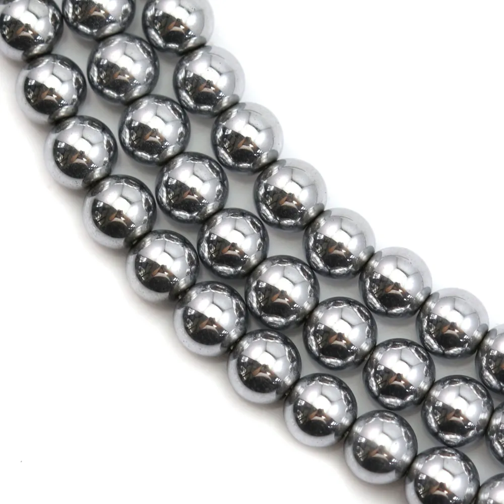Hématite silver plated round 4mm x40cm