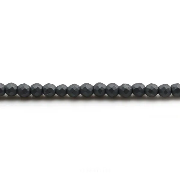 Hématite  matte ronde facette 3mm x 40cm